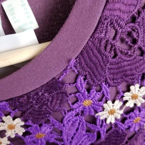 LOGO lounge Small purple crochet lace tunic blouse pockets‎ Artist Smock - Picture 9 of 12